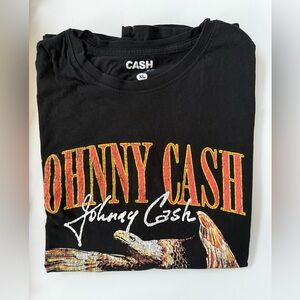 Ash Black Johnny Cash Graphic Tee with Red-Yellow Lettering